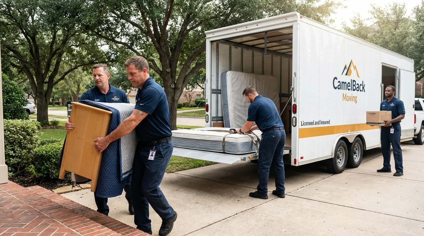 Crew loading residential truck for cross-state move from Sumrall, MS